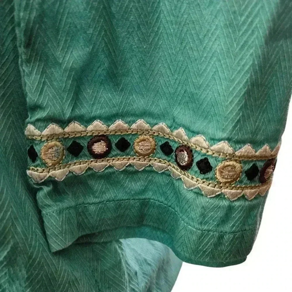 Dana Buchman Turquoise Tunic Bohemian Embroidered Top Sz M - Picture 3 of 8